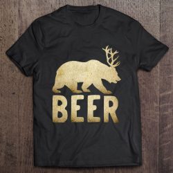 bear with deer antlers t shirt