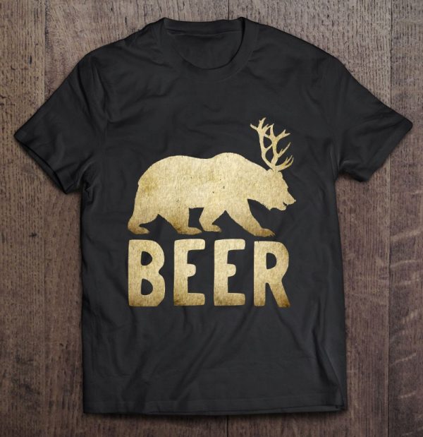 bear with deer antlers t shirt