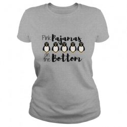pink pajamas penguins on the bottom shirt