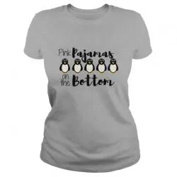 pink pajamas penguins on the bottom shirt
