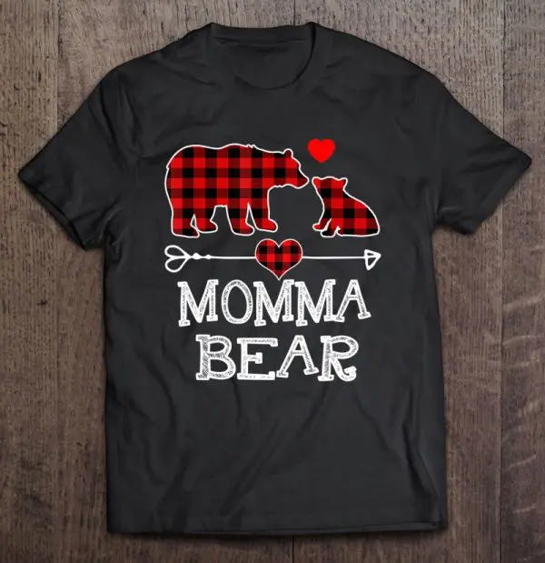 Momma Bear Christmas Pajama Red Plaid Buffalo Family Gift