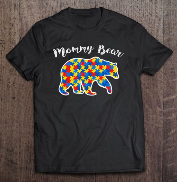 Mommy Bear Autism Awareness Puzzle Piece Support Autistic