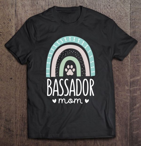Bassador Mom Shirt Rainbow Paw Dog Mom