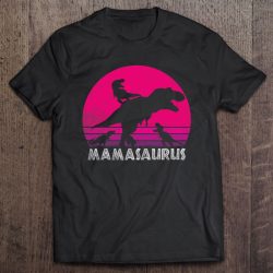 Vintage Retro 3 Kids Mamasaurus Sunset Funny Gift For Mother