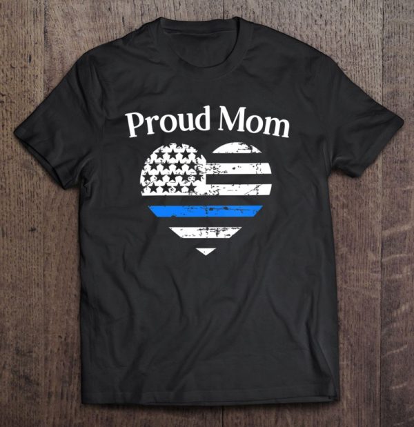 Womens Thin Blue Line Proud Mom Police Officer Mother Family Gift