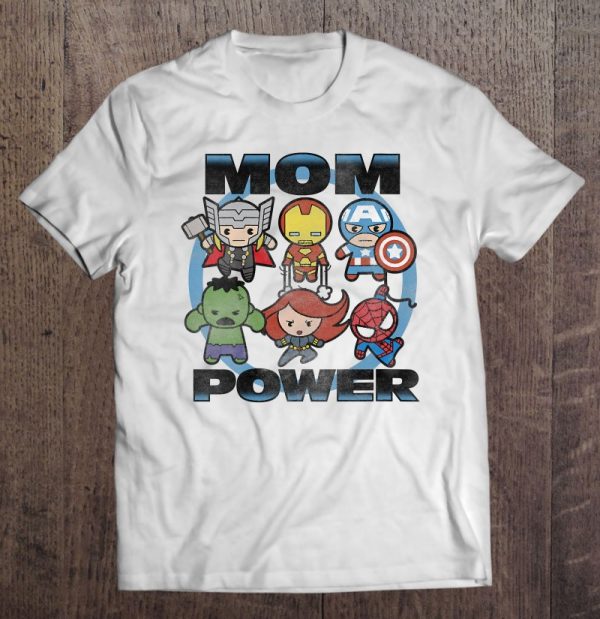 Womens Marvel Avengers Mom Power Kawaii Group Shot V-Neck