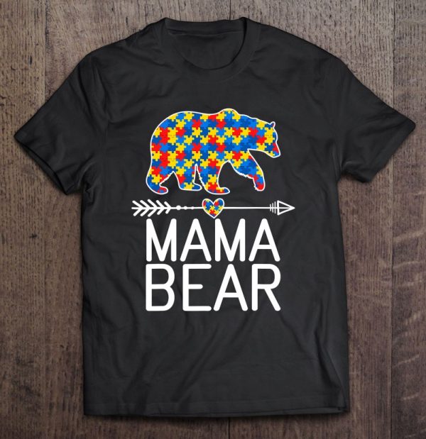 Mama Bear Autism Awareness Puzzle Piece Support Autistic