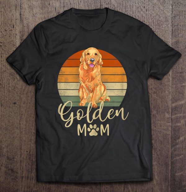 Womens Golden Mom Retro Sunset Golden Retriever Lover Gift Dog Mama