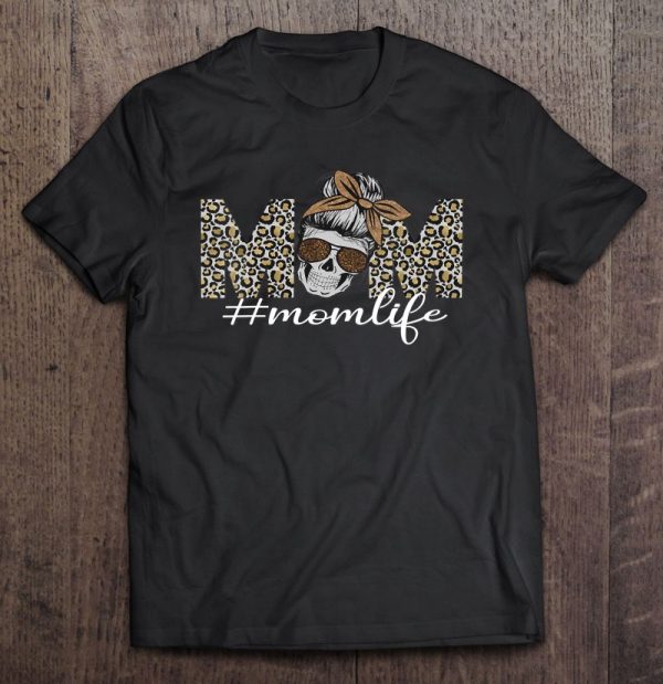 Womens Momlife Leopard Skull Mom Life Mama Bad Moms Club Gift