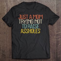 Funny Just A Mom Trying Not To Raise Assholes Novelty Gift
