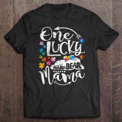 One Lucky Mama Watercolor Autism Mama Bear Version