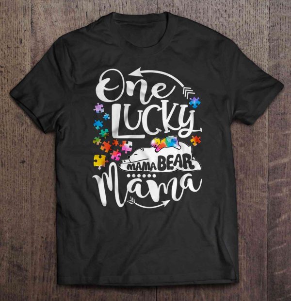 One Lucky Mama Watercolor Autism Mama Bear Version