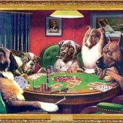 dogs playing poker poster