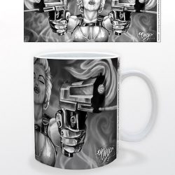 guns and coffee mug