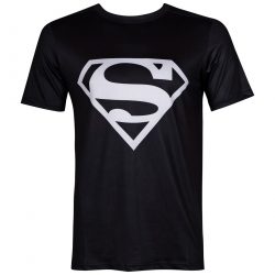 black superman shirt with silver logo