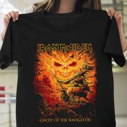 Iron Maiden T-Shirt Ghost Of The Navigator Official Mens Black Legacy Beast NEW, Iron Maiden Vintage Shirt, Iron Maiden Eddie T Shirt