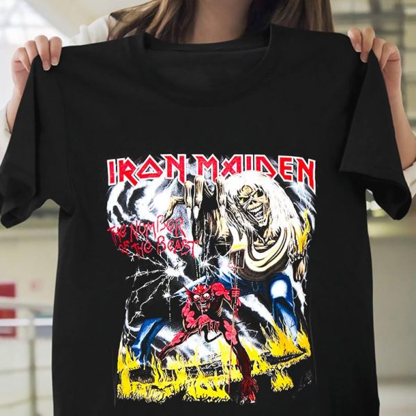 Iron Maiden Number Of The Beast Heavy Metal Official T-Shirt Unisex Black Size S-5XL, Iron Maiden Vintage Shirt, Iron Maiden Eddie T Shirt