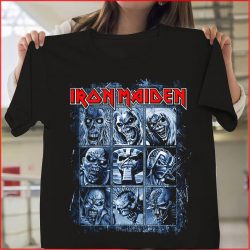 Iron Maiden Nine Eddies T-Shirt Unisex Tee Black Size S-5XL, Iron Maiden Vintage Shirt, Iron Maiden Eddie Shirt For Men , Iron Man