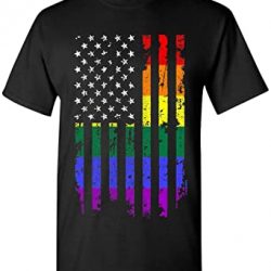 shop4ever Distressed Rainbow Flag T-Shirt Gay Pride Shirts