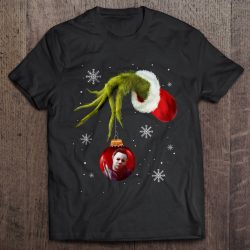 Grinch Hand Holding Michael Myers Christmas Sweater