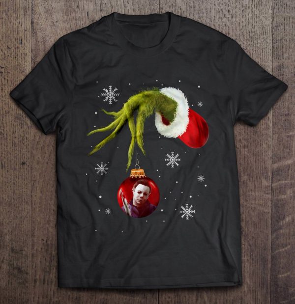 Grinch Hand Holding Michael Myers Christmas Sweater