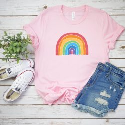 Rainbow tshirt Choose Happy Women's Clothing unisex t shirt Good Vibes Be Kind Positive Womens Tees