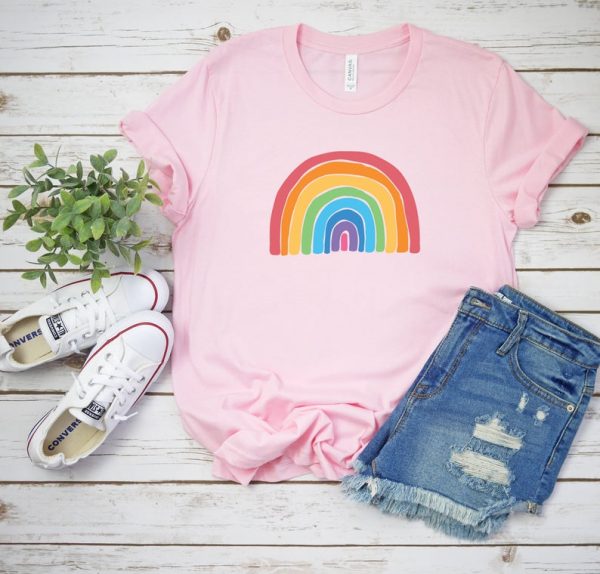 Rainbow tshirt Choose Happy Women's Clothing unisex t shirt Good Vibes Be Kind Positive Womens Tees
