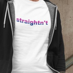 Bi pride shirt - Unisex - Straightn't with bisexual flag colors - Funny tee