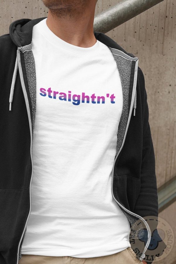 Bi pride shirt - Unisex - Straightn't with bisexual flag colors - Funny tee