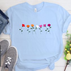Subtle Lesbian Flower Shirt, (No Pronouns), Lesbian Pride, Lesbian Flag Color, Lesbian Gift Ideas, Simple Lesbian, Gender Neutral Shirt