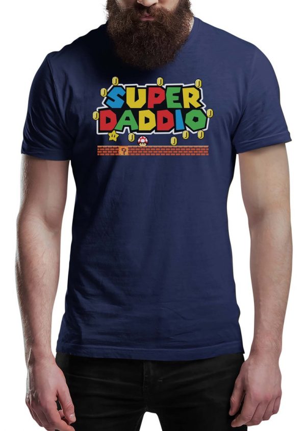Fathers Day T Shirt SUPER DADDIO Gamer Dad Fun Gift Novelty T-Shirts