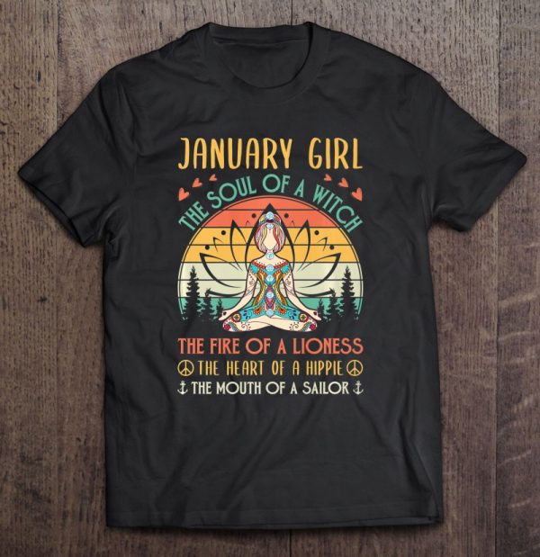 January Girl Witch Lioness Hippie Sailor Zen Birthday Premium