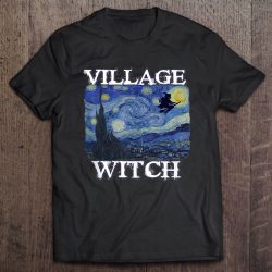 Village Witch Shirt, Witchy Gift Van Gogh Tee Flying Witches