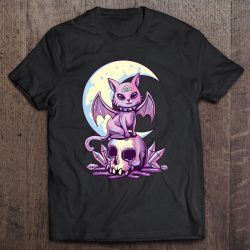 Pastel Goth Wiccan Cat Cute Creepy Witchy Cat And Skull