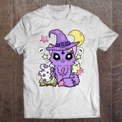 Kawai Pastel Goth Cute Creepy Cat With Witchcraft Spell Book