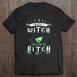 Basic Witch Advanced Bitch Girl Wearing Black Hat Moon Symbol Halloween