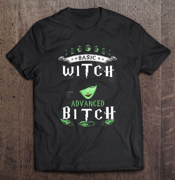 Basic Witch Advanced Bitch Girl Wearing Black Hat Moon Symbol Halloween