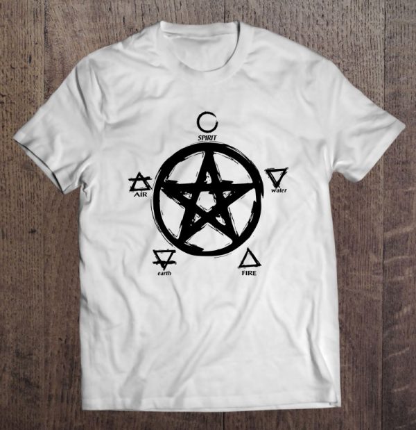 Pentacle 5 Elements Pentagram Air Fire Water Spirit Earth Shirt Pagan Witchcraft Wicca