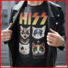 Kiss Hiss Cat Music Lovers T Shirt Kiss Band Fan Black Cotton Tee, Vintage Rock Tee, Vintage Band Cat T-Shirt for Men and Women