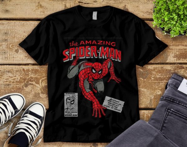 Marvel Spider-Man Retro Comic T-Shirt Vintage Unisex Tee Adult T-shirt Kid Shirt Long Sleeve Hoodie Sweatshirt Women's Tank