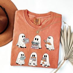 Cute Ghost Reading Book Halloween Tshirt