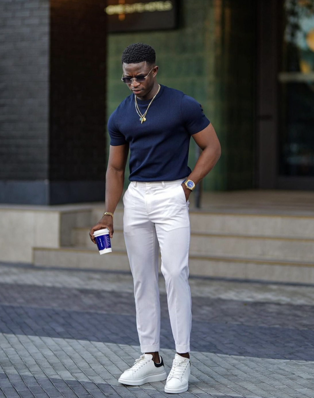 Dress Pants and Fitted T Shirt